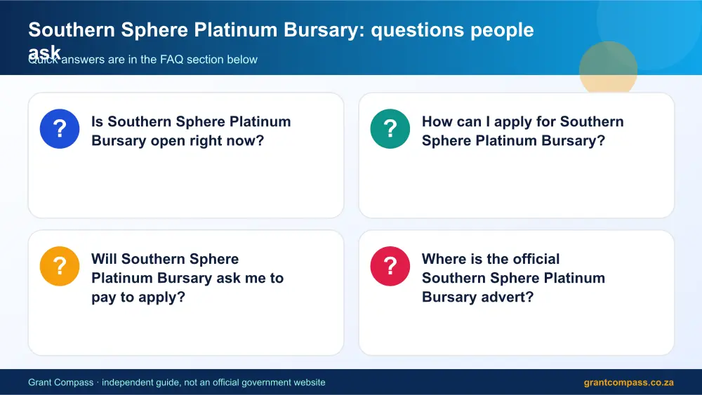 Southern Sphere Platinum Bursary common questions answered infographic – southern sphere platinum bursary South Africa 2026
