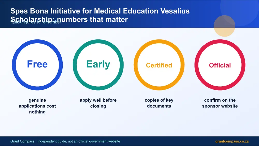 Spes Bona Initiative for Medical Education Vesalius Scholarship numbers that matter infographic – spes bona initiative for medical education vesalius scholarship bursary South Africa 2026