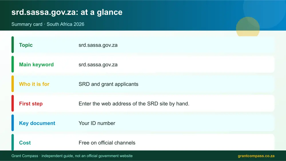 srd.sassa.gov.za at a glance summary infographic – srd.sassa.gov.za South Africa 2026