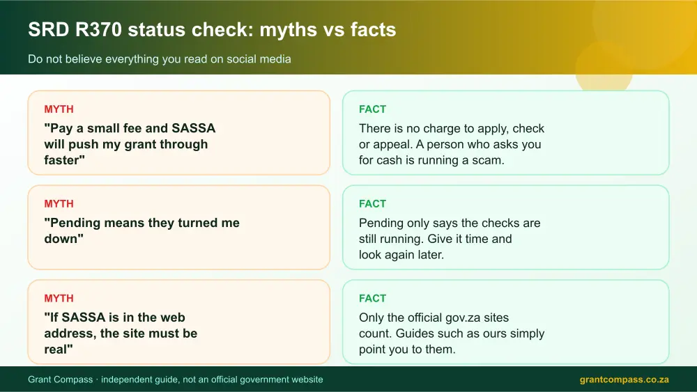 SRD R370 status check myths vs facts infographic – srd status check r370 South Africa 2026