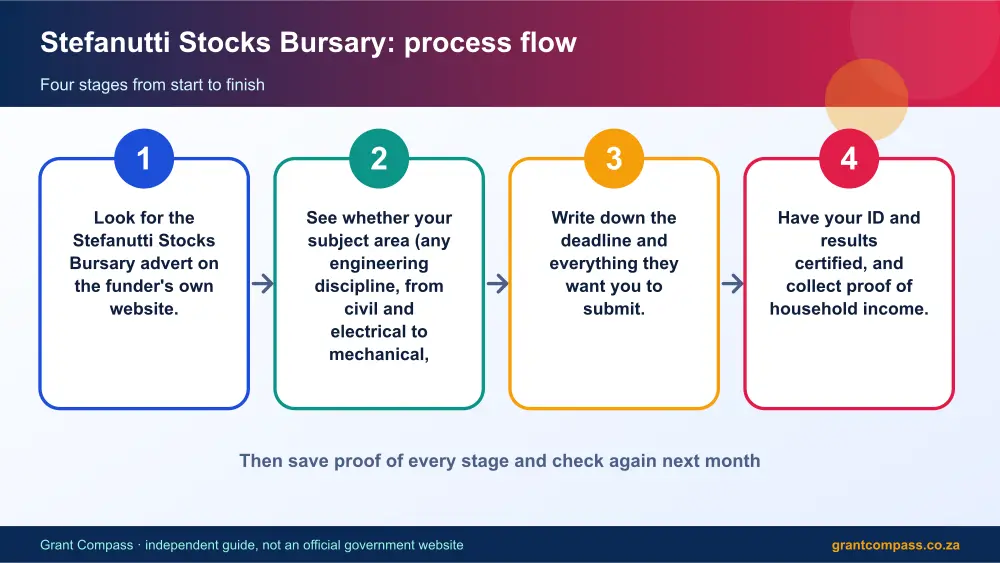 Stefanutti Stocks Bursary process flow chart infographic – stefanutti stocks bursary South Africa 2026