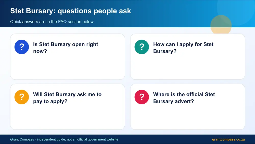 Stet Bursary common questions answered infographic – bursaries for teaching South Africa 2026