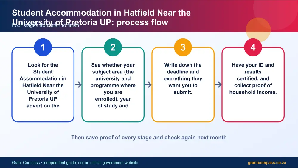 Student Accommodation in Hatfield Near the University of Pretoria UP process flow chart infographic – hatfield student accommodation prices South Africa 2026