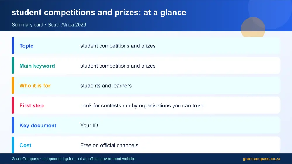 student competitions and prizes at a glance summary infographic – student competitions and prizes South Africa 2026
