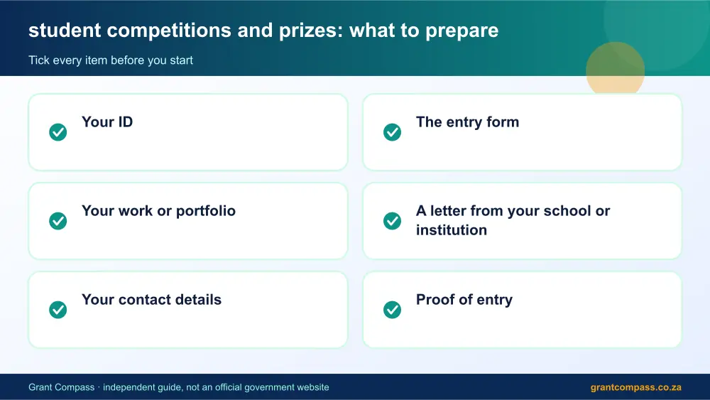 student competitions and prizes documents checklist infographic – student competitions and prizes South Africa 2026