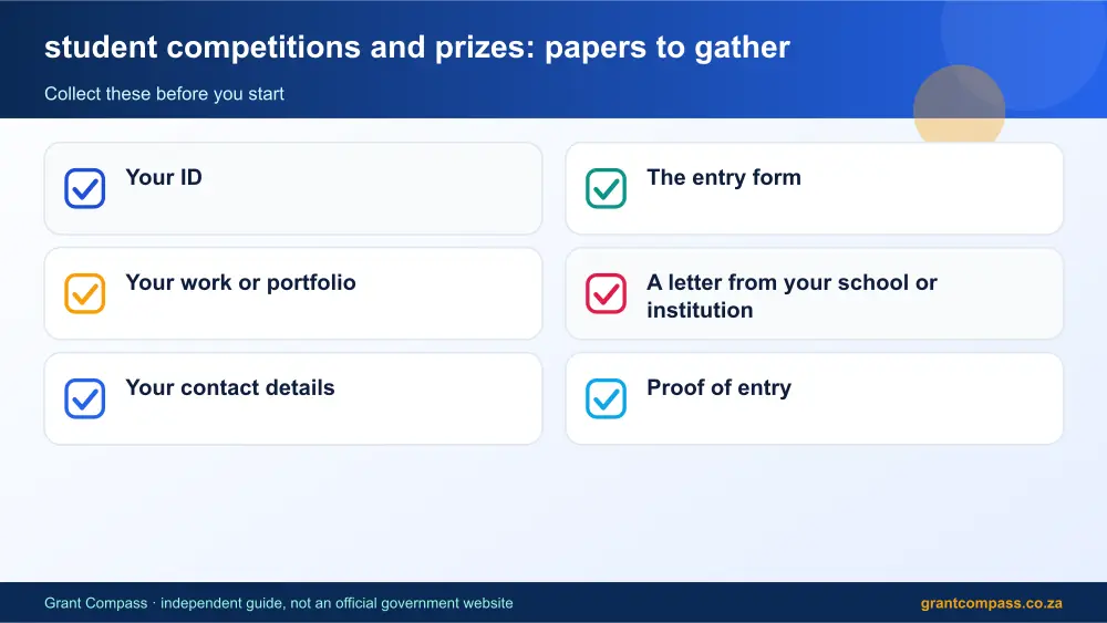 student competitions and prizes required papers tick list infographic – student competitions and prizes South Africa 2026
