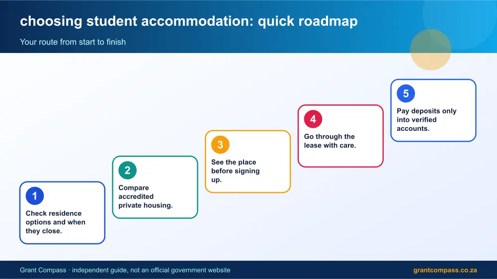 choosing student accommodation quick roadmap infographic – choosing student accommodation South Africa 2026