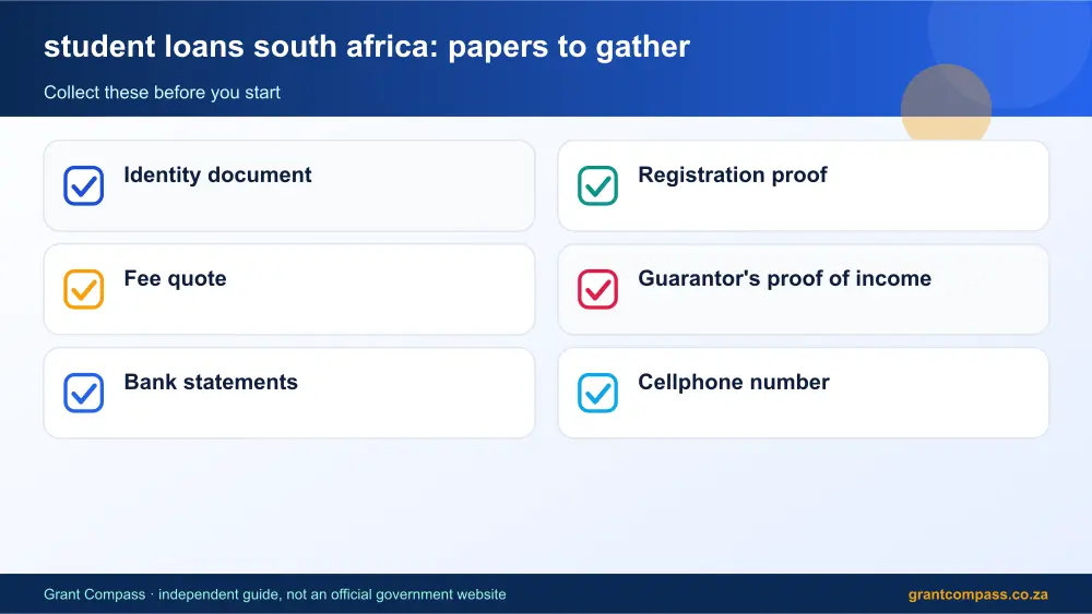 student loans south africa required papers tick list infographic – student loans south africa South Africa 2026