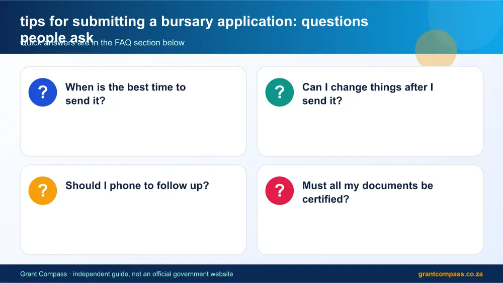 tips for submitting a bursary application common questions answered infographic – tips for submitting a bursary application South Africa 2026