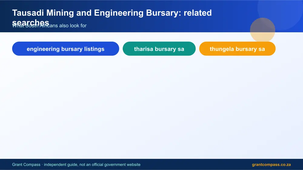 Tausadi Mining and Engineering Bursary related topics map infographic – tausadi mining and engineering bursary South Africa 2026