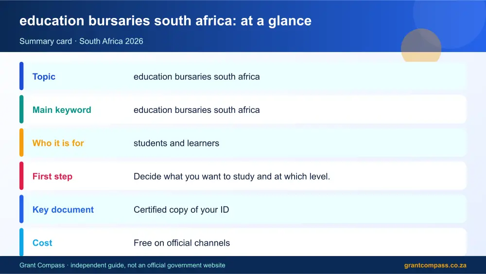 education bursaries south africa at a glance summary infographic – education bursaries south africa South Africa 2026