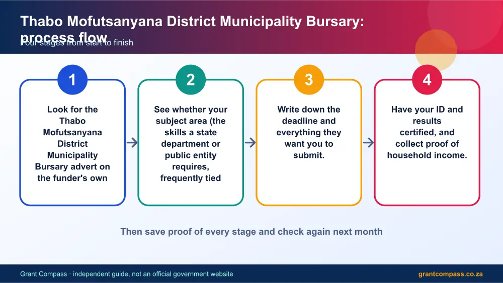 Thabo Mofutsanyana District Municipality Bursary process flow chart infographic – thabo mofutsanyana district municipality bursary South Africa 2026