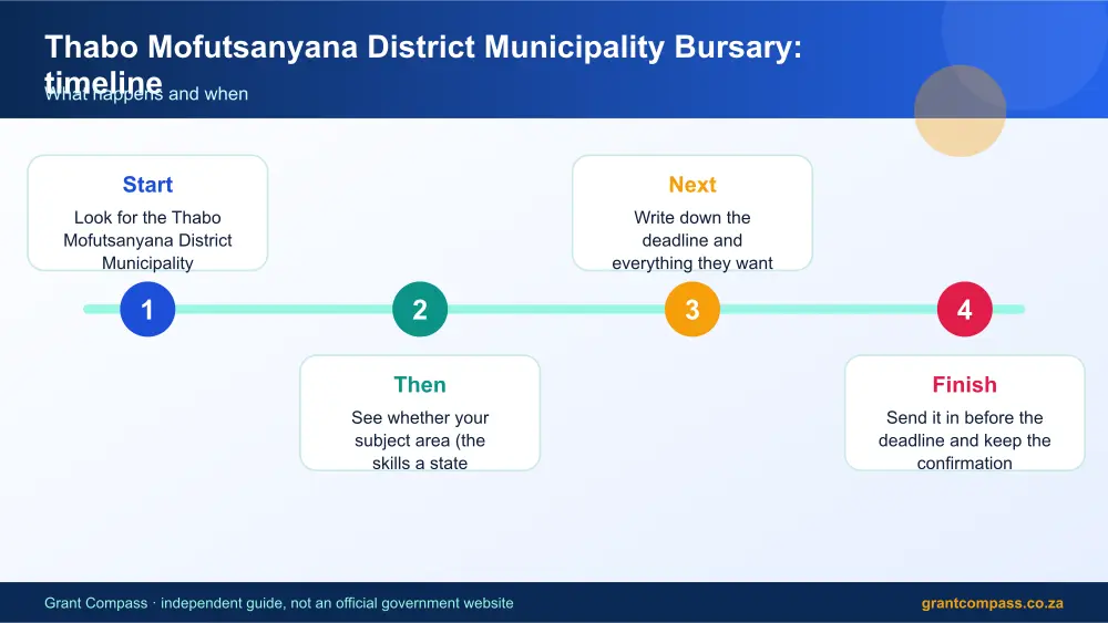 Thabo Mofutsanyana District Municipality Bursary process timeline infographic – thabo mofutsanyana district municipality bursary South Africa 2026