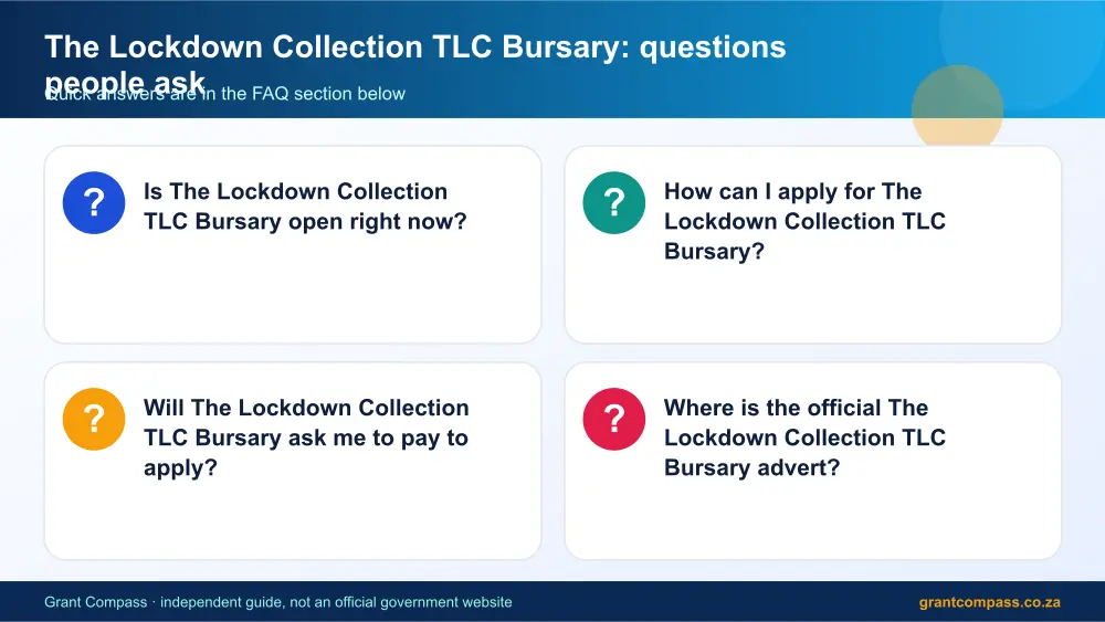 The Lockdown Collection TLC Bursary common questions answered infographic – the lockdown collection tlc bursary South Africa 2026