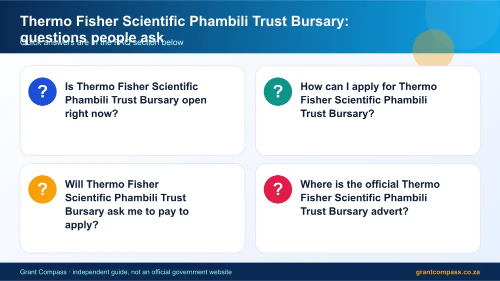 Thermo Fisher Scientific Phambili Trust Bursary common questions answered infographic – thermo fisher scientific bursary South Africa 2026