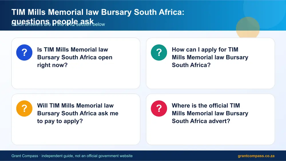 TIM Mills Memorial law Bursary South Africa common questions answered infographic – tim mills memorial law bursary South Africa 2026