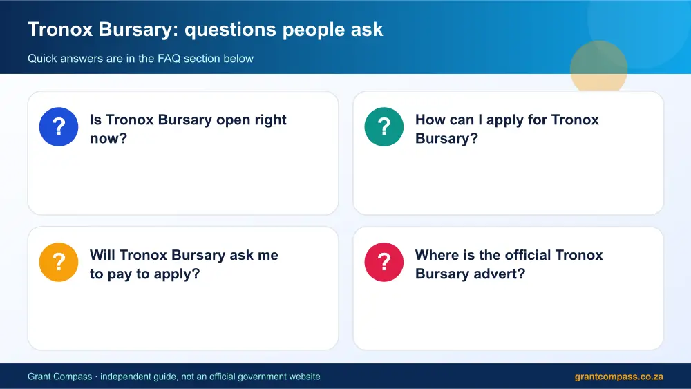 Tronox Bursary common questions answered infographic – tronox learnership South Africa 2026
