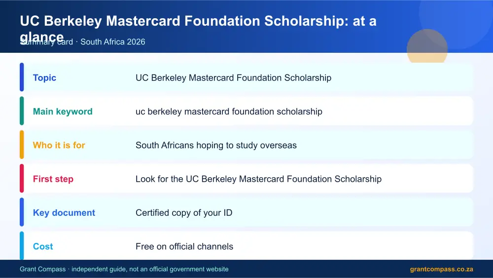 UC Berkeley Mastercard Foundation Scholarship at a glance summary infographic – uc berkeley mastercard foundation scholarship South Africa 2026