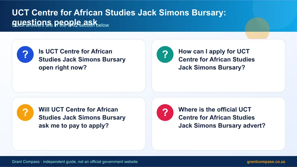 UCT Centre for African Studies Jack Simons Bursary common questions answered infographic – uct centre for african studies jack simons bursary scholarship South Africa 2026