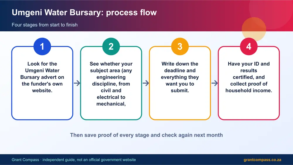 Umgeni Water Bursary process flow chart infographic – umgeni water bursary South Africa 2026