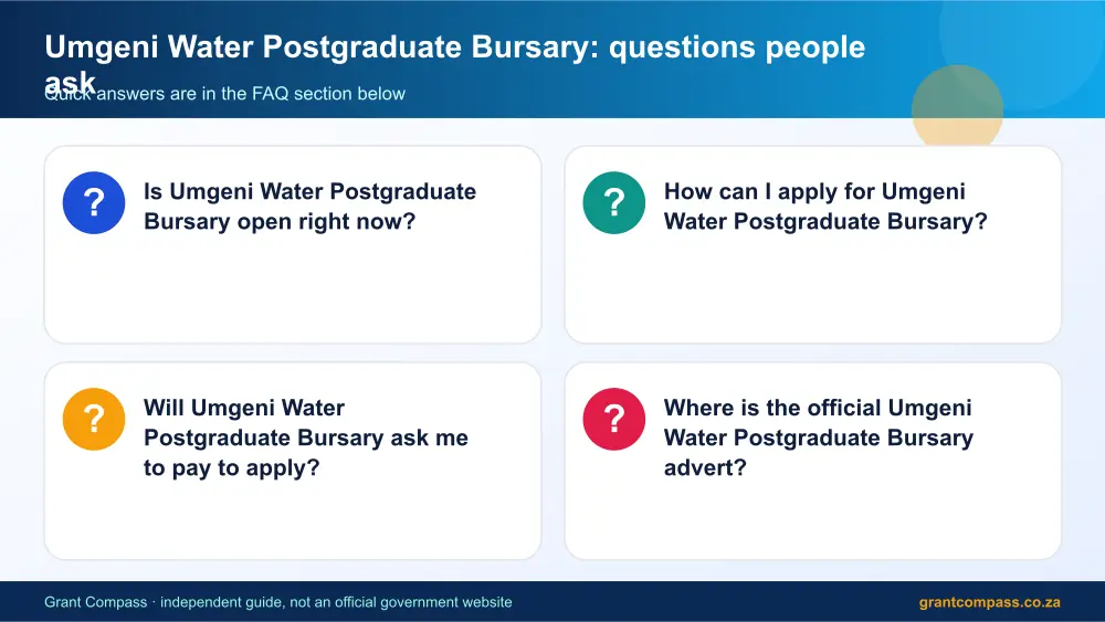Umgeni Water Postgraduate Bursary common questions answered infographic – umgeni water postgraduate bursary South Africa 2026