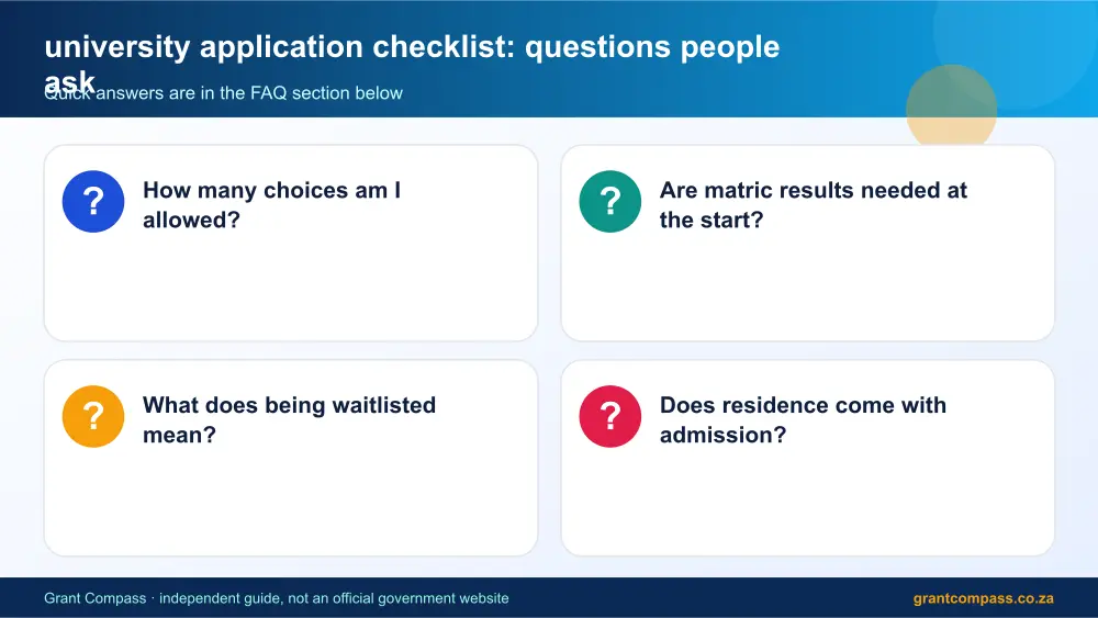 university application checklist common questions answered infographic – university application checklist South Africa 2026