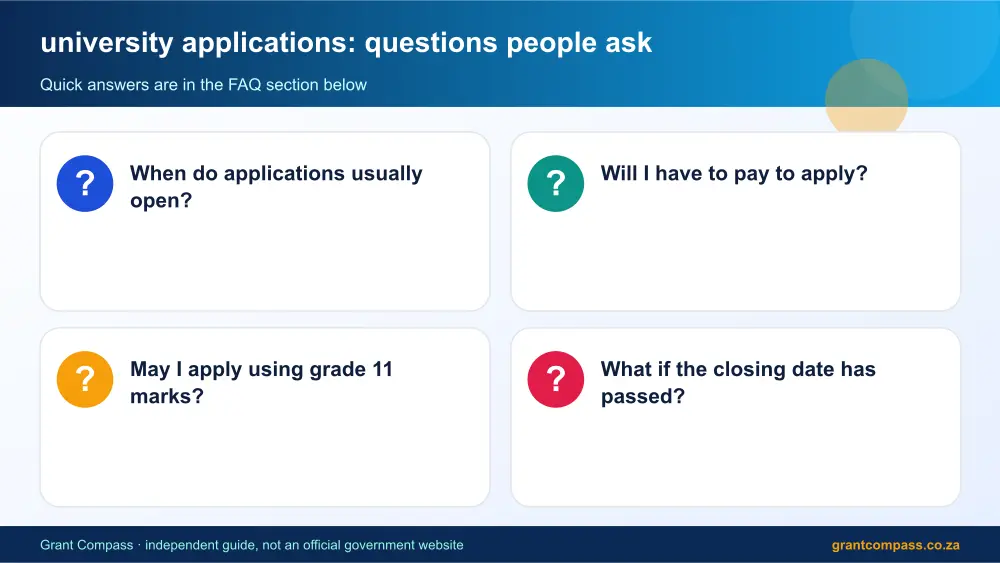 university applications common questions answered infographic – university applications South Africa 2026