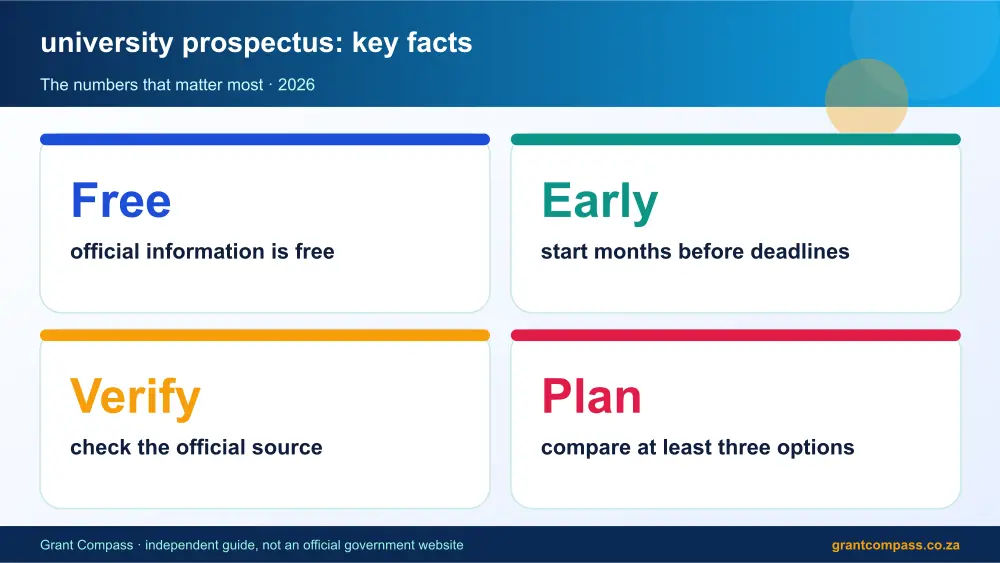 university prospectus key facts at a glance infographic – university prospectus South Africa 2026