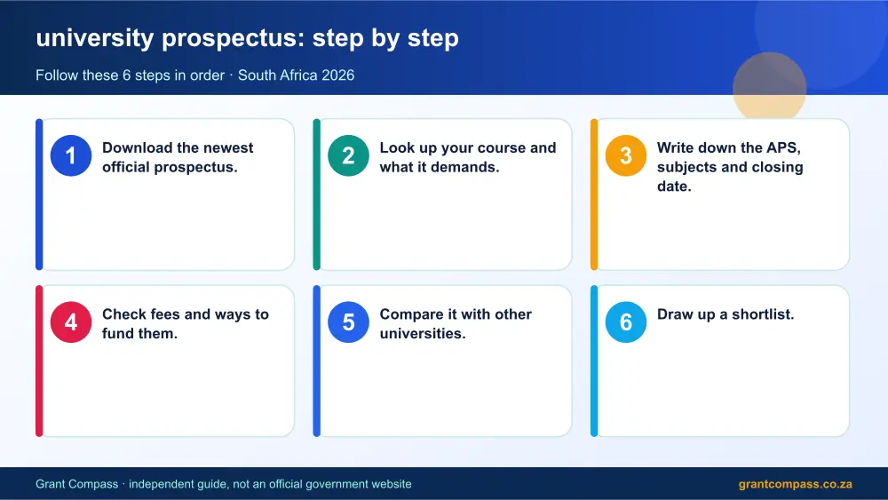 university prospectus step by step guide infographic – university prospectus South Africa 2026