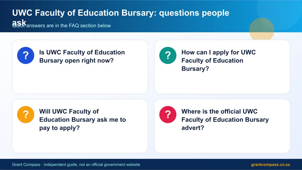 UWC Faculty of Education Bursary common questions answered infographic – uwc faculty of education bursary South Africa 2026