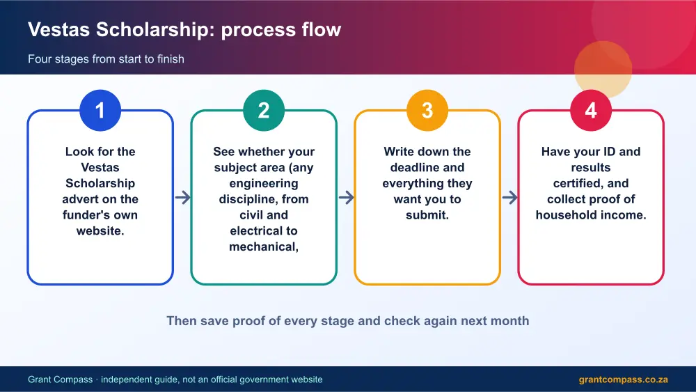 Vestas Scholarship process flow chart infographic – vestas scholarship South Africa 2026