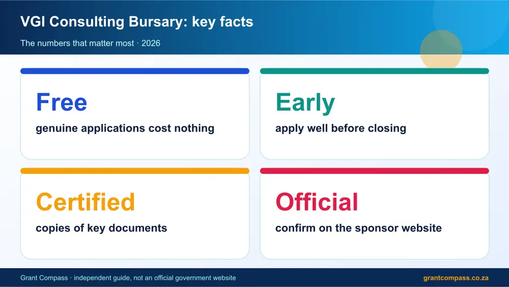 VGI Consulting Bursary key facts at a glance infographic – vgi consulting bursary South Africa 2026