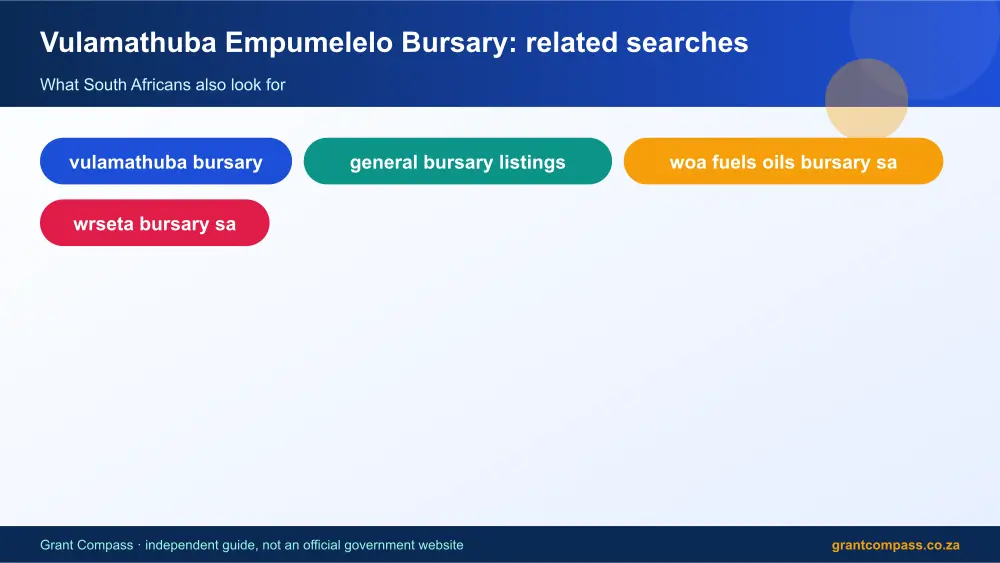 Vulamathuba Empumelelo Bursary related topics map infographic – vulamathuba bursary South Africa 2026
