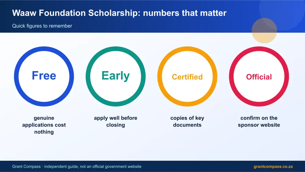 Waaw Foundation Scholarship numbers that matter infographic – waaw foundation scholarship South Africa 2026