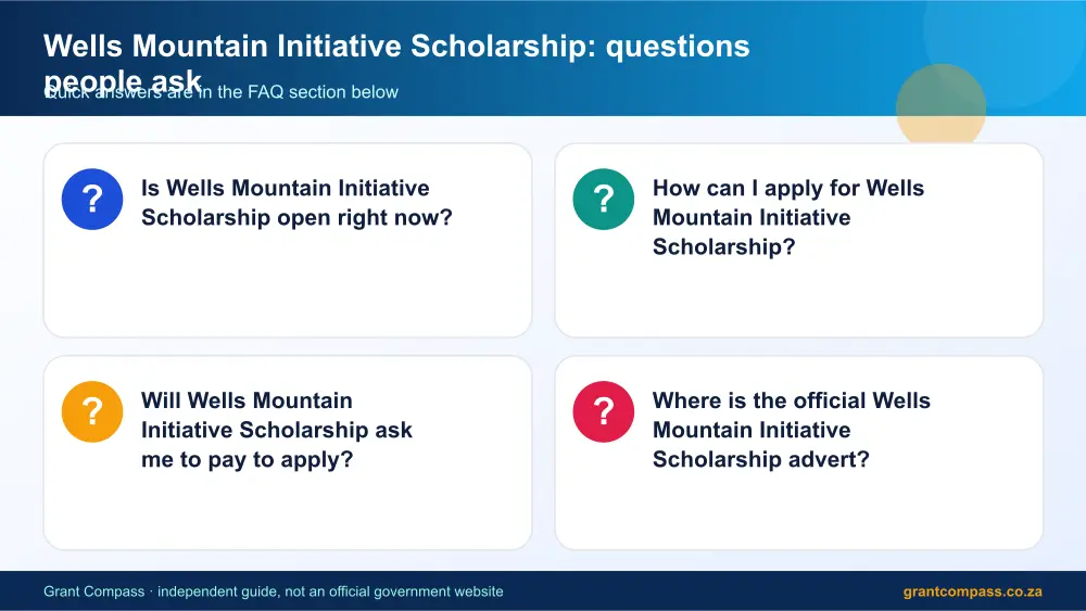 Wells Mountain Initiative Scholarship common questions answered infographic – wmi scholarship South Africa 2026