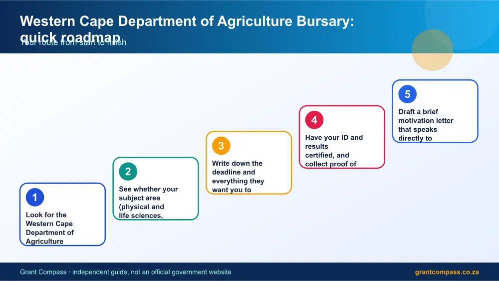 Western Cape Department of Agriculture Bursary quick roadmap infographic – western cape department of agriculture bursary South Africa 2026