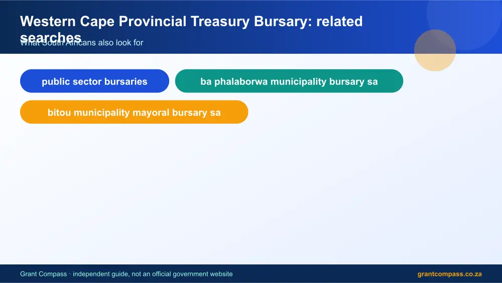 Western Cape Provincial Treasury Bursary related topics map infographic – western cape bursary South Africa 2026