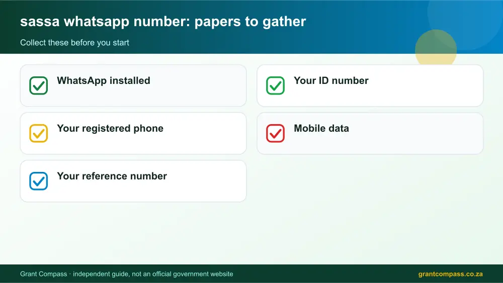 sassa whatsapp number required papers tick list infographic – sassa whatsapp number South Africa 2026